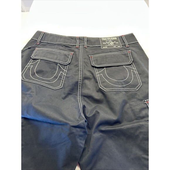 True Religion Cargo Shorts Knee Length Jet Black SZ 34 Men New w/Tags - Picture 7 of 7